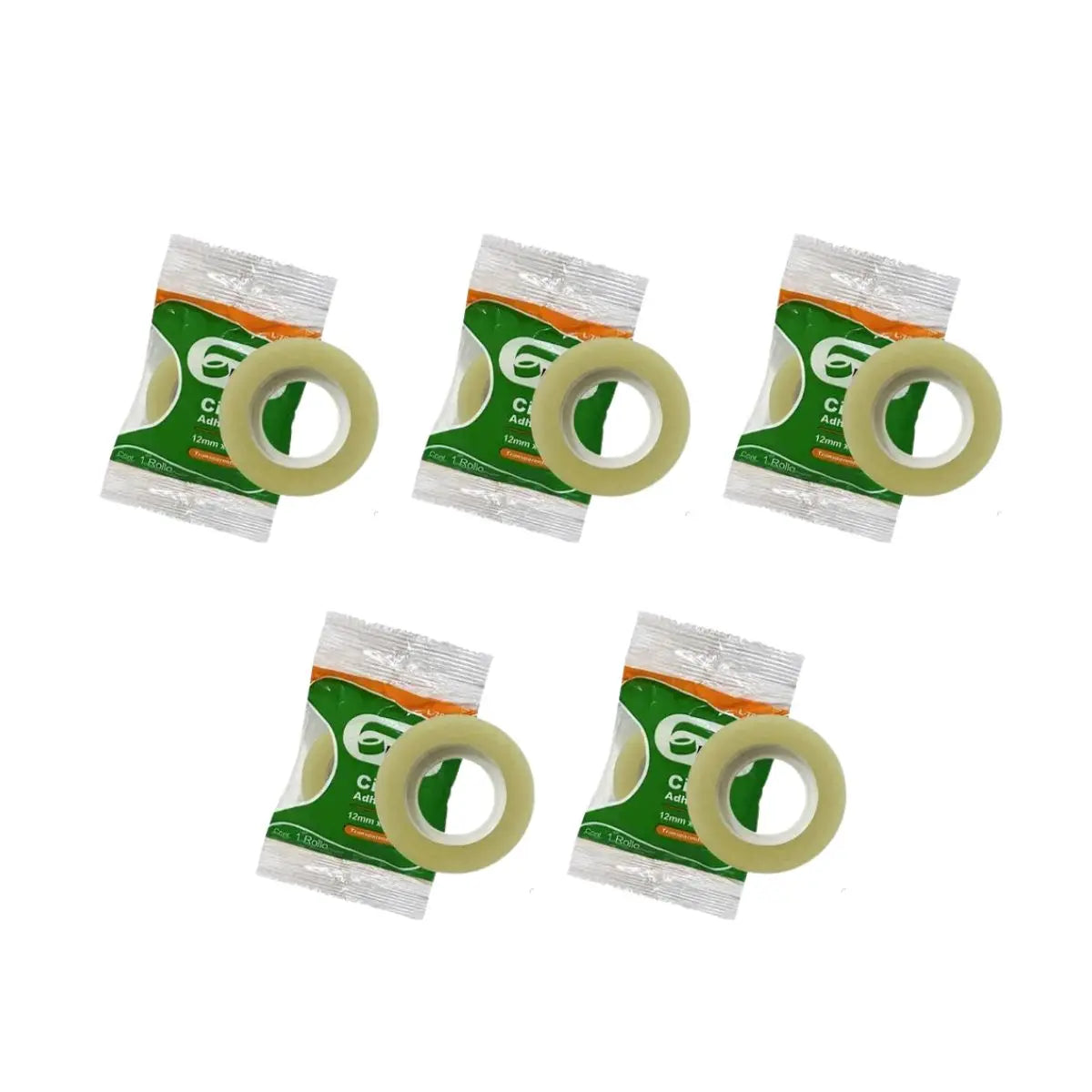 Pack 5 Cinta Adhesiva Corte Fácil Transparente de 12x65 Devek - Devek - vista lateral