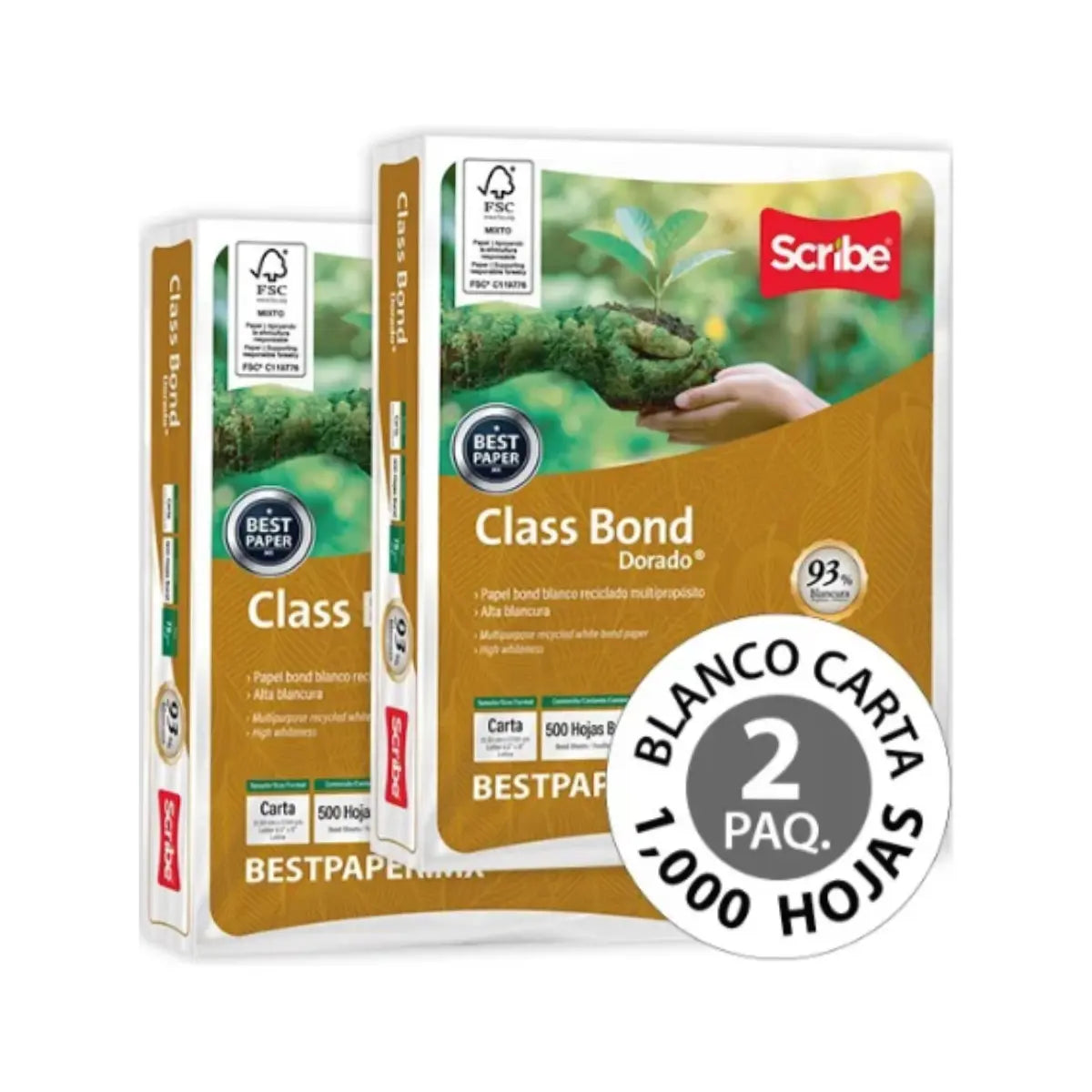 2 Pack 500 H Papel Class Bond Dorado Scribe - Scribe