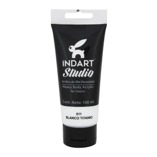 Pintura Acrilica Alta Viscosidad Indart Studio 100ml Colores Blanco Titanio - Roel