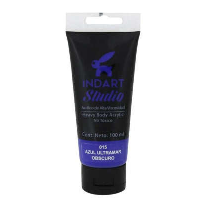 Pintura Acrilica Alta Viscosidad Indart Studio 100ml Colores Azul Ultramar Obscuro - Indart