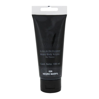 Pintura Acrilica Alta Viscosidad Indart Studio 100ml Colores Negro Marfil - Roel