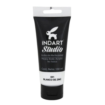 Pintura Acrilica Alta Viscosidad Indart Studio 100ml Colores Blanco de Zinc - Roel