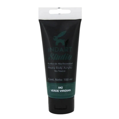 Pintura Acrilica Alta Viscosidad Indart Studio 100ml Colores Verde Viridian - Roel