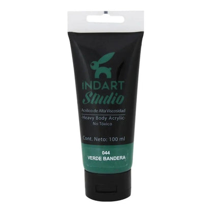Pintura Acrilica Alta Viscosidad Indart Studio 100ml Colores Verde Bandera - Indart