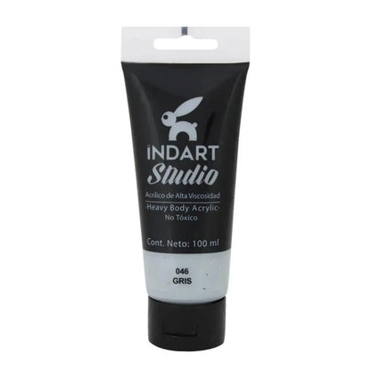 Pintura Acrilica Alta Viscosidad Indart Studio 100ml Colores Gris - Roel