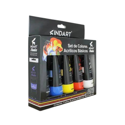 Kit Pinturas Acrílicas Indart Colores Basico Alta Viscosidad - Indart