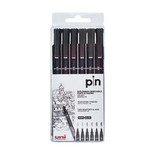 PIN ESTILOGRAFO DESECHABLE CARTERA CON 6 PIEZAS NEGROS (PUNTO 0.1- 0.3 - 0.5- 0.2-0.4-0.8 MM) Azor - Azor - vista trasera