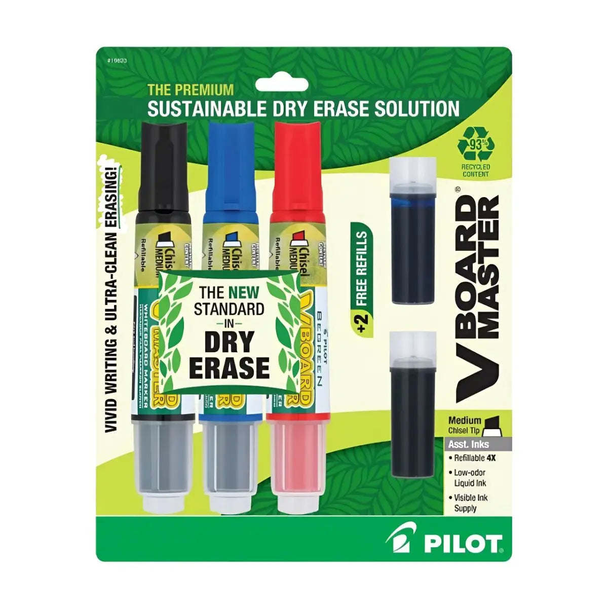3 Marcadores Pizarra Recargables Colores Sutentable Pilot V Board Master + 2 Refiles - Pilot