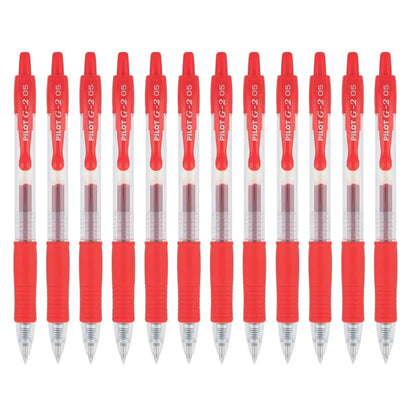 12 Plumas/boligrafo Gel G2-5 Pilot Extra Fino Color A Elegir Rojo - Pilot