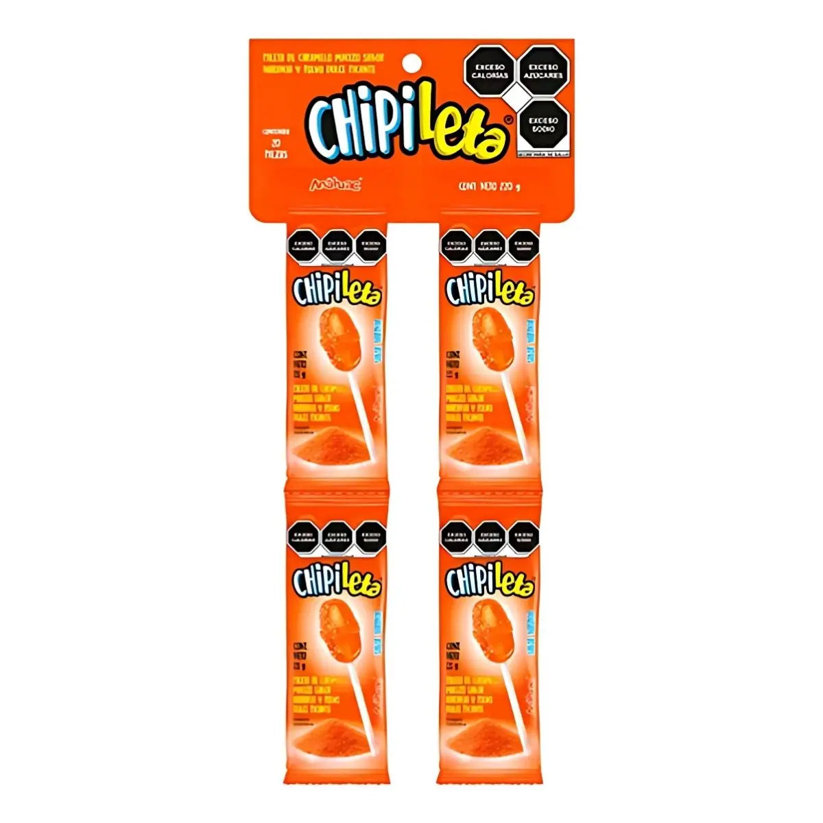 20 Paletas Caramelo Macizo Chipileta Polvo Sabor Naranja - Pilot - vista lateral