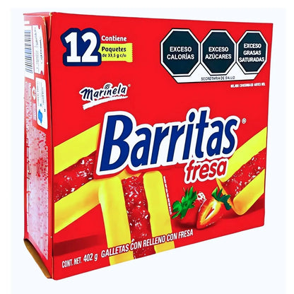 Pack 12 Barritas Marinela Jalea Sabor Fresa Suaves 402gr - Pilot - vista lateral