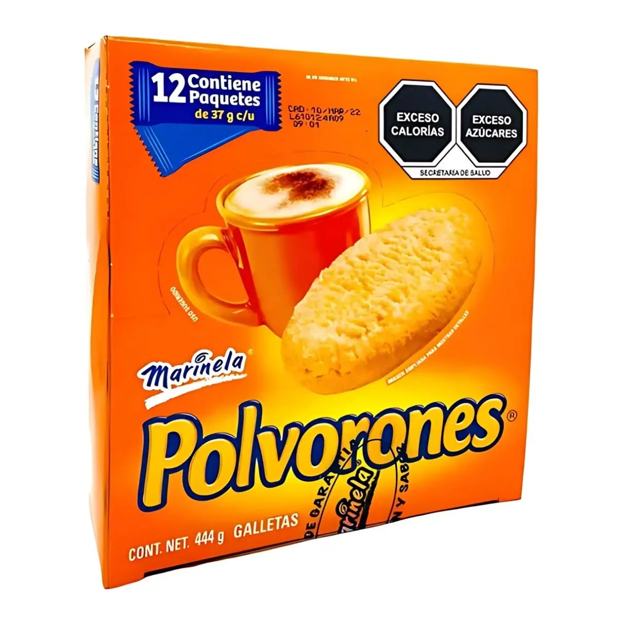 Pack 12 Galletas Polvorones Marinela Sabor Naranja 444gr - Pilot - vista lateral