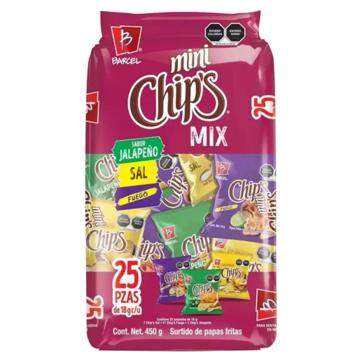 Bolsa 25 Mini Chips Barcel Botanas Surtidas 18g C/u - Pilot