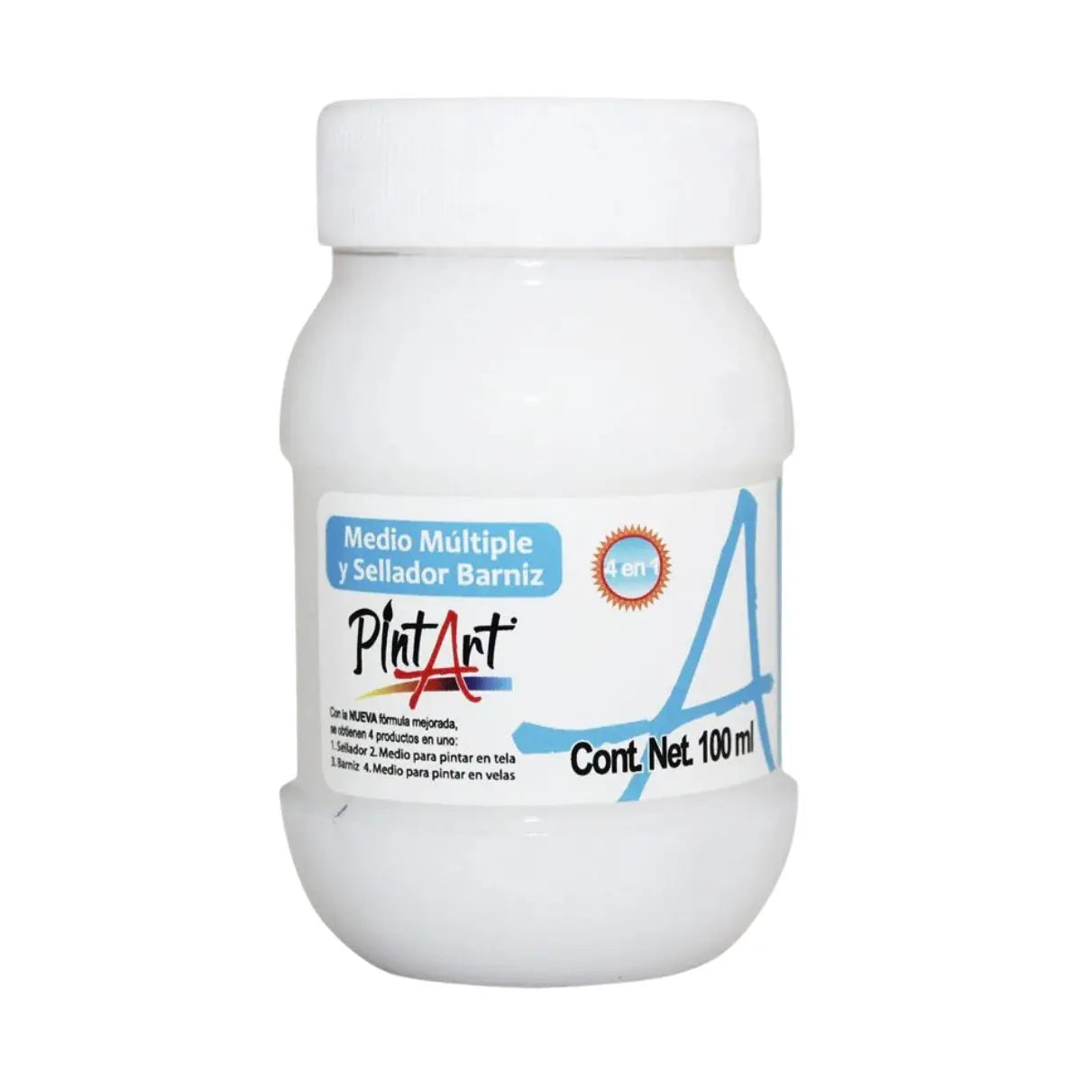 Medio Multiple Sellador Barniz 100ml Pintart Acabado Mate Color Blanco - Roel - vista lateral