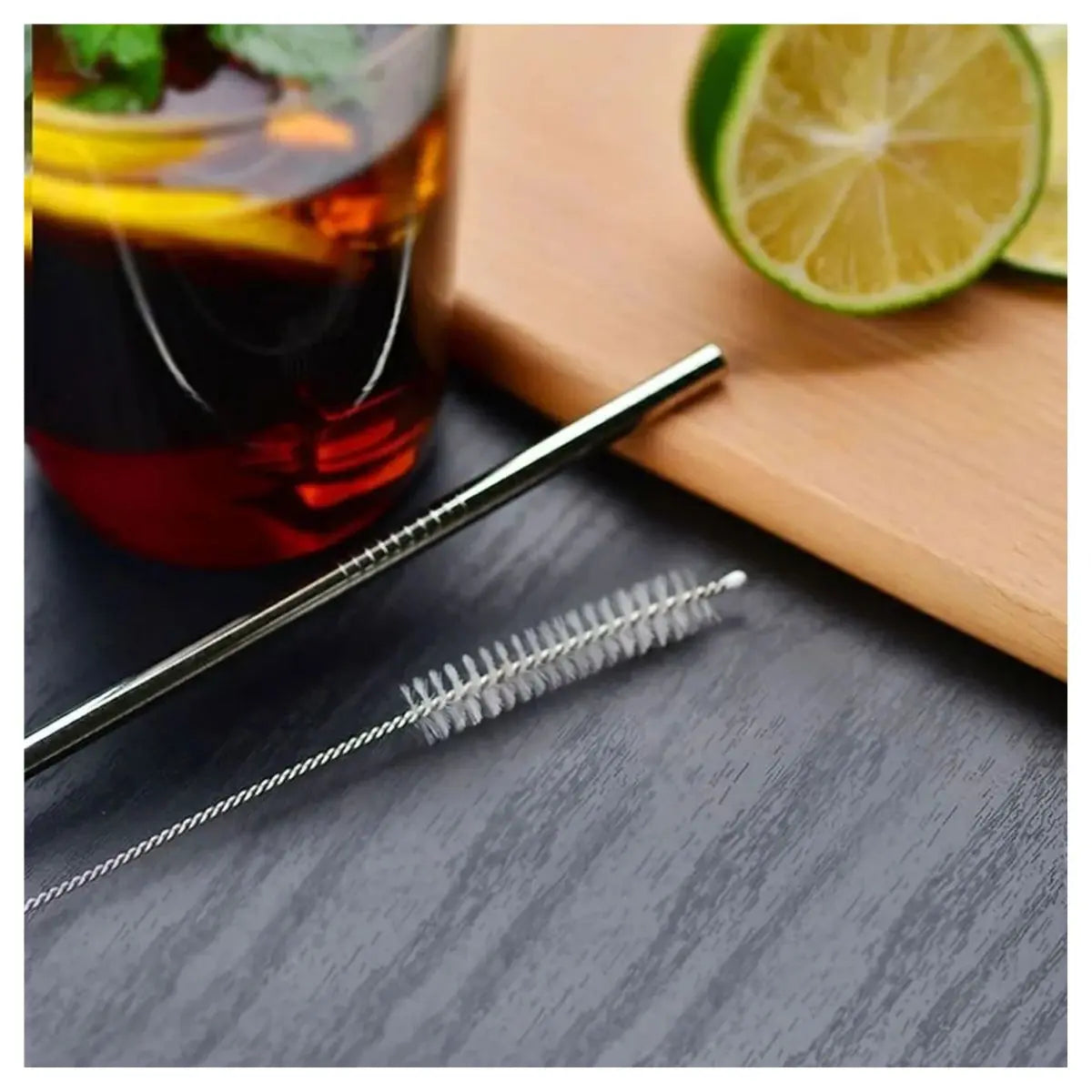 Straw Stainless Steel Straight Straw Reusable Brush Cleaning Utensils Drink Lab (4) - Drink Lab