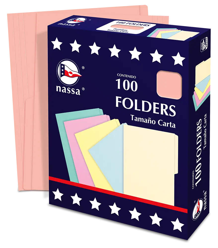 100 Folder Tamaño Carta Premium Nassa Oficina Color Rosa - Arpapel