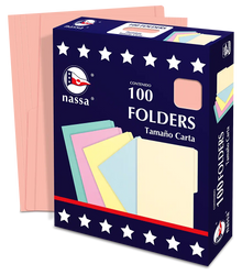 100 Folder Tamaño Carta Premium Nassa Oficina Color Rosa - Arpapel