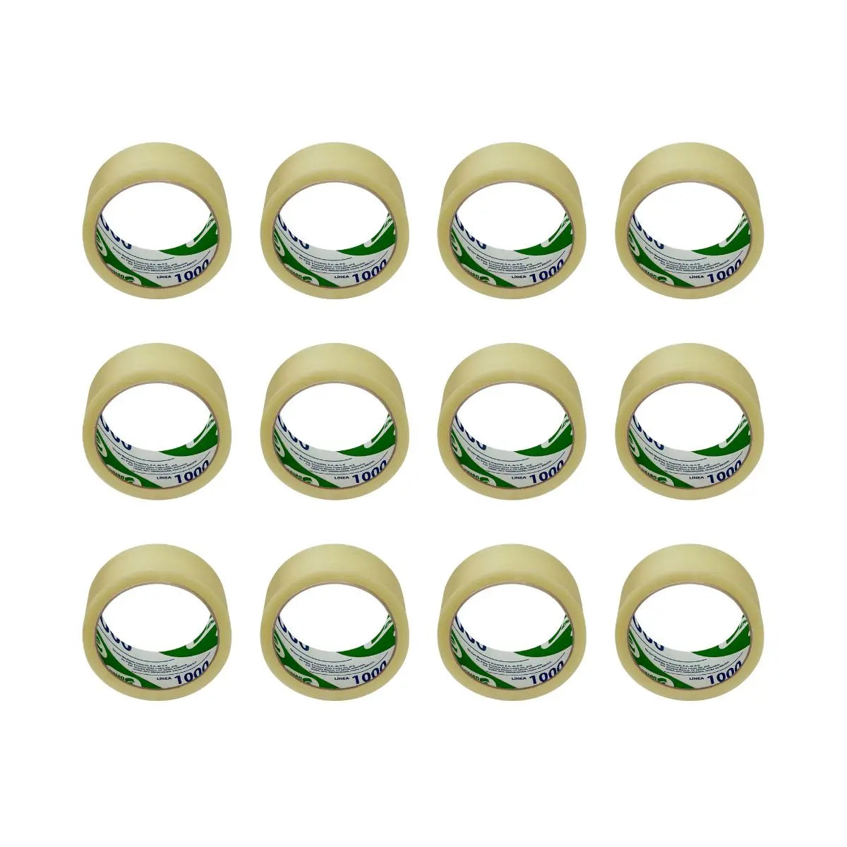 Paquete 12 Cintas Adhesivas de Empaque Transparente 1000 de 48x50 Devek - Devek