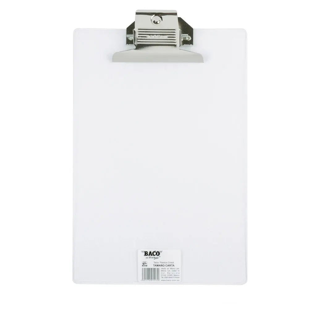 TABLA PLASTICO TRANSP. CARTA - BACO