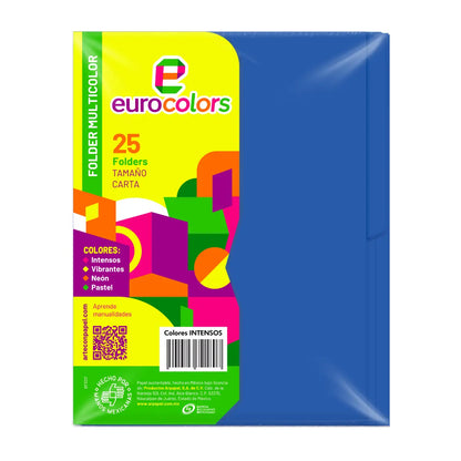 Folder  Multicolor Azul Intenso Tam Carta 25 pzs Eurocolors - Arpapel