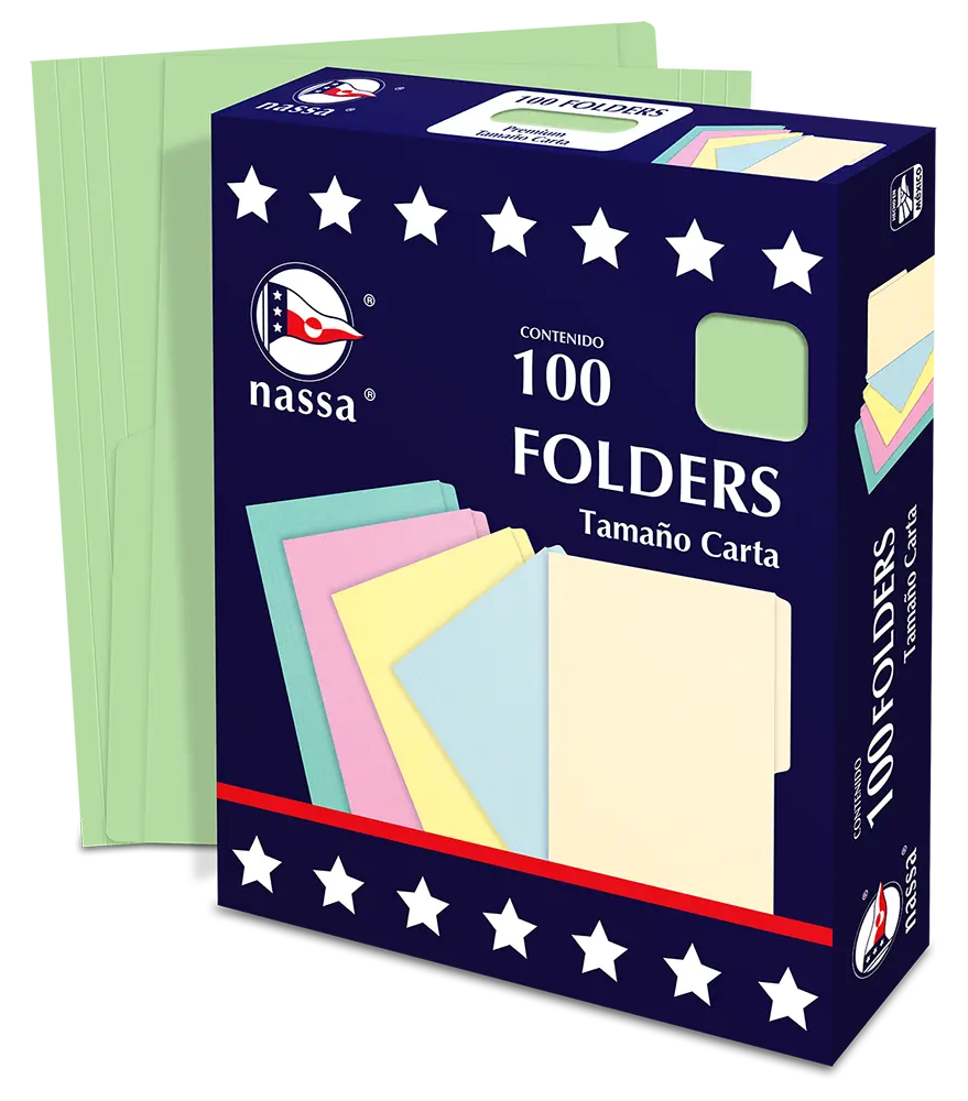 100 Folder Tamaño Carta Premium Nassa Oficina Color Verde - Nassa