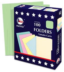 100 Folder Tamaño Carta Premium Nassa Oficina Color Verde - Nassa