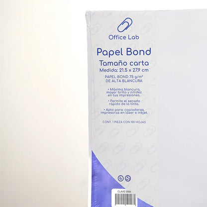 PAPEL BOND 100 HOJAS CARTA 75 g - Office Lab - vista lateral