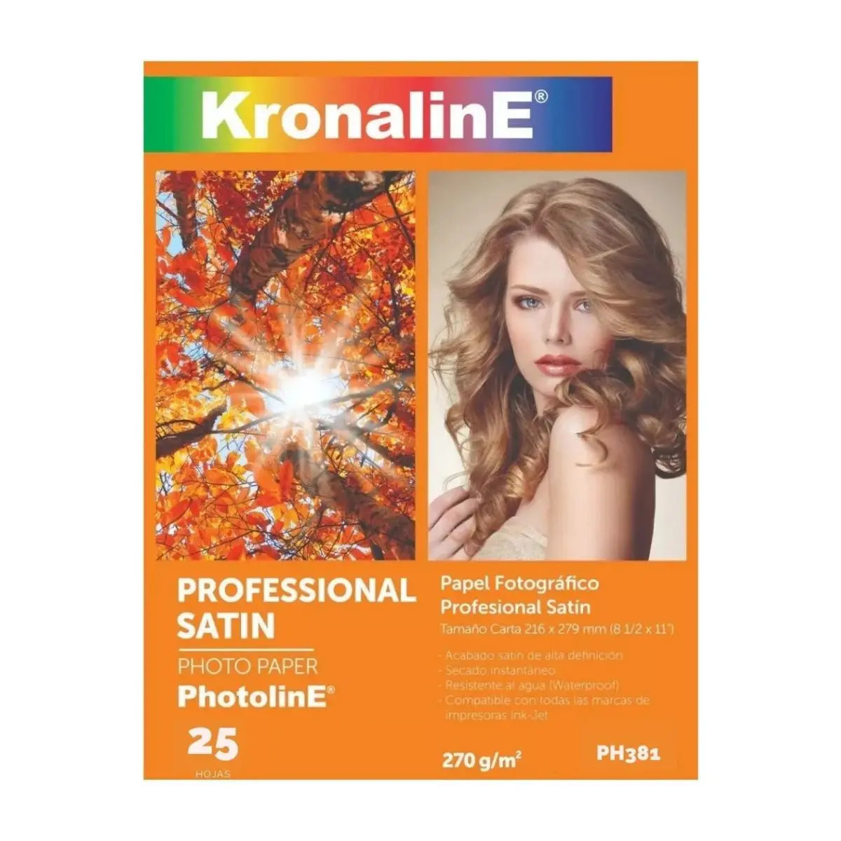 25 Hojas Papel Fotográfico Satinado Carta Kronaline Ph381 - Kronaline