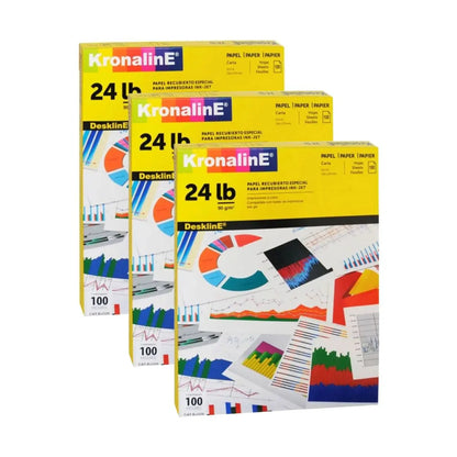 Papel Recubierto Mate Paquete Kronaline Bj326 Color Blanco 100 Hojas c/u 3 PIEZA - Kronaline