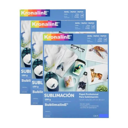 3PZ Papel Sublimacion Kronaline SUBL21 Oficio 100g 250 Hojas c/u - Kronaline - vista trasera