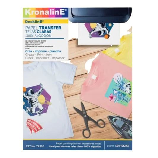 Papel Transfer Kronaline Telas Claras 10 Pack Tr300 - Kronaline - vista lateral