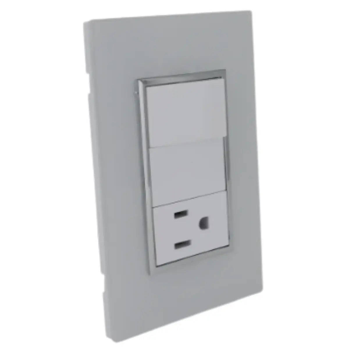 Placa Sanelec Línea Venecia Blanco Con Apagador y Contacto Aterrizado 127V - Sanelec - detalle