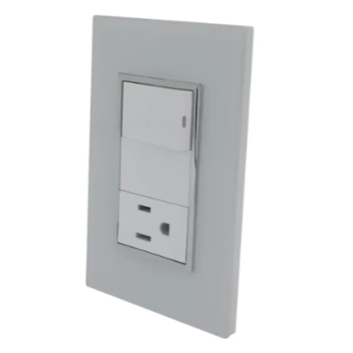 Placa Sanelec Línea Venecia Blanco Con Apagador y Contacto Aterrizado 127V - Sanelec - empaque
