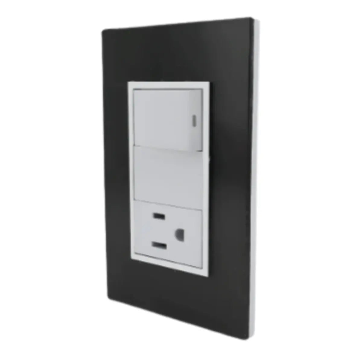 Placa Sanelec Línea Venecia Humo con Apagador y Contacto Aterrizado 127V INNER 12pz - Sanelec