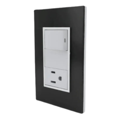 Placa Sanelec Línea Venecia Humo con Apagador y Contacto Aterrizado 127V INNER 12pz - Sanelec