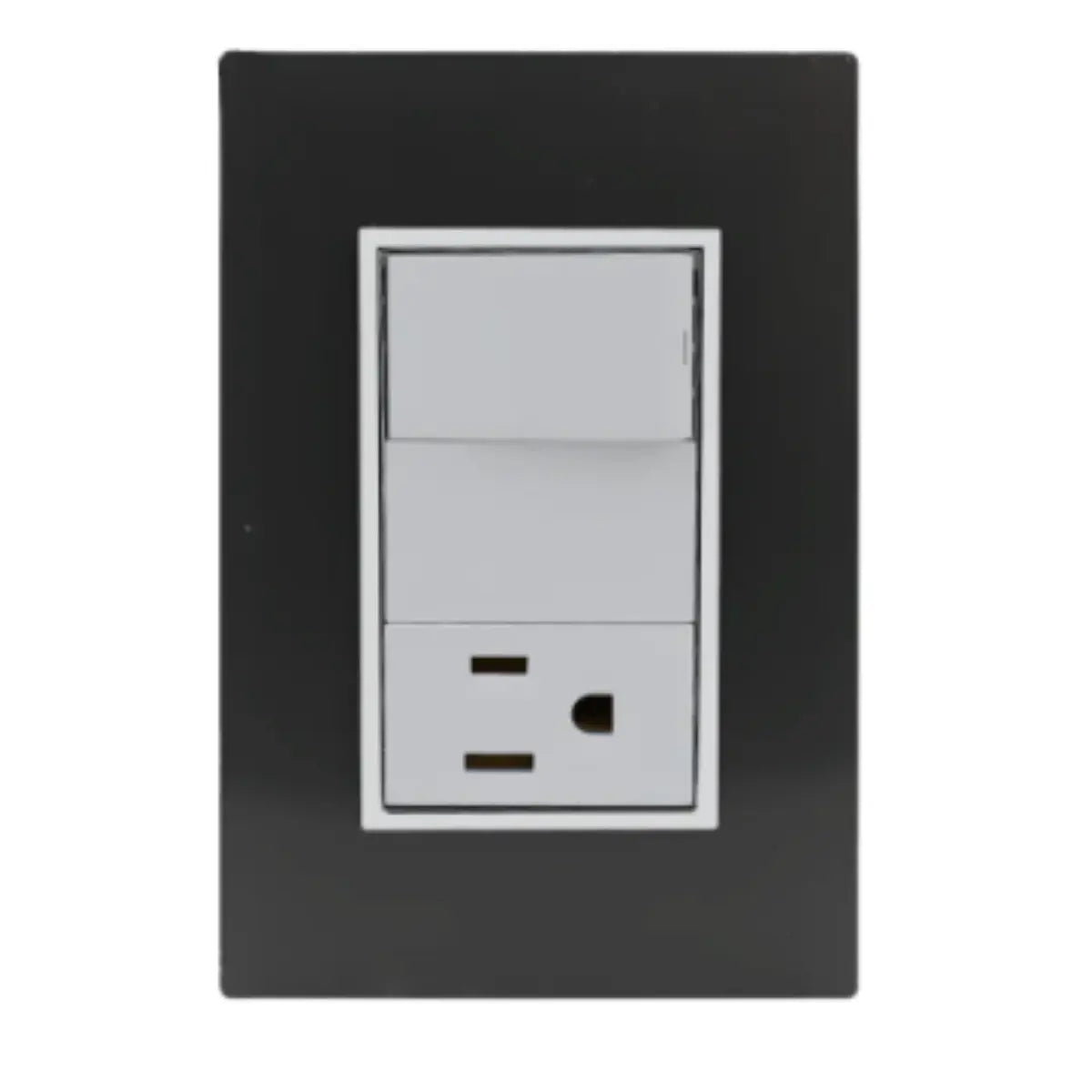Placa Sanelec Línea Venecia Humo con Apagador y Contacto Aterrizado 127V INNER 12pz - Sanelec - vista lateral