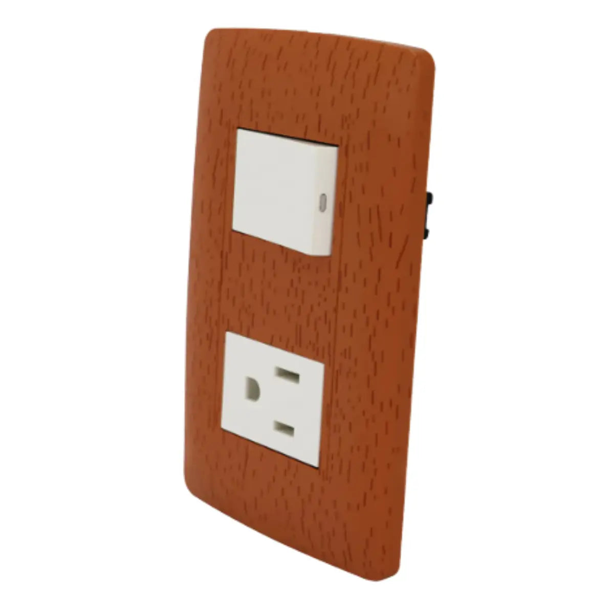12pz Placa Sanelec Línea Wooden con Apagador y Contacto Aterrizado 127V - Sanelec - empaque