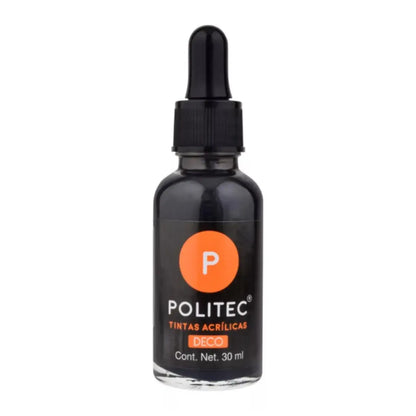 POLITEC - TINTA ACRILICA CON GOTERO DECO 30 ML NEGRO INTENSO 302 / 30 ml - politec