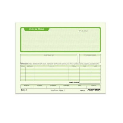 4 Block 50 hjs C/U Poliza de Cheque Medio Oficio Verde RAYTER - Rayter - detalle