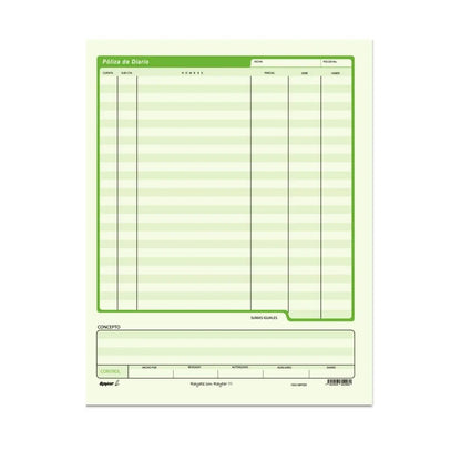 2 Block Poliza Diario Tamaño Carta 100 Hojas Rayter Verde Rayter