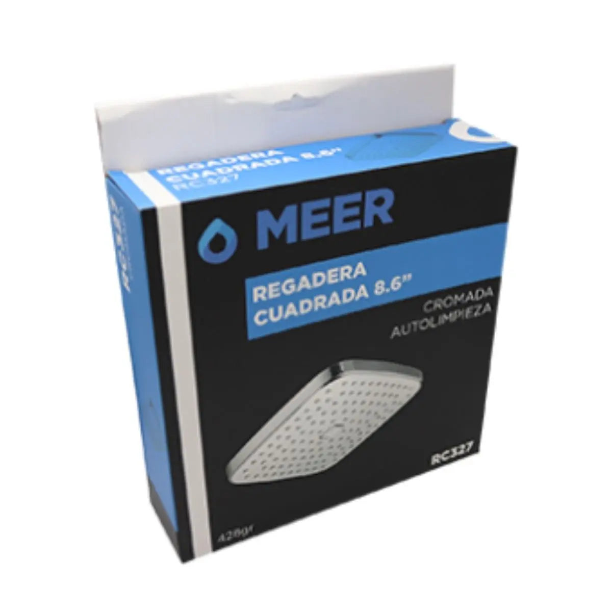 Regadera Cuadrada 8.6” Boton Limpieza Meer Cromada - CNX - vista lateral