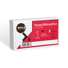5 Paquetes 100hjs/Cu Tarjeta Bibliografica (3"x5") Rayada RAYTER - Rayter - detalle