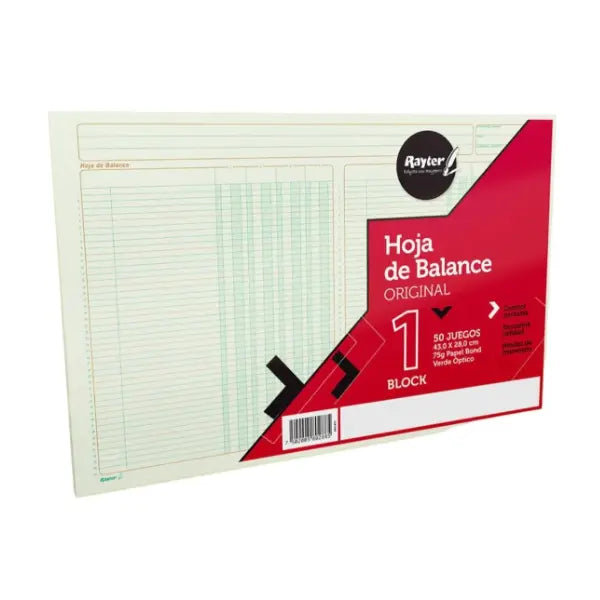 Hoja de Balance 50 Hojas Doble Carta Verde Optico RAYTER - Rayter