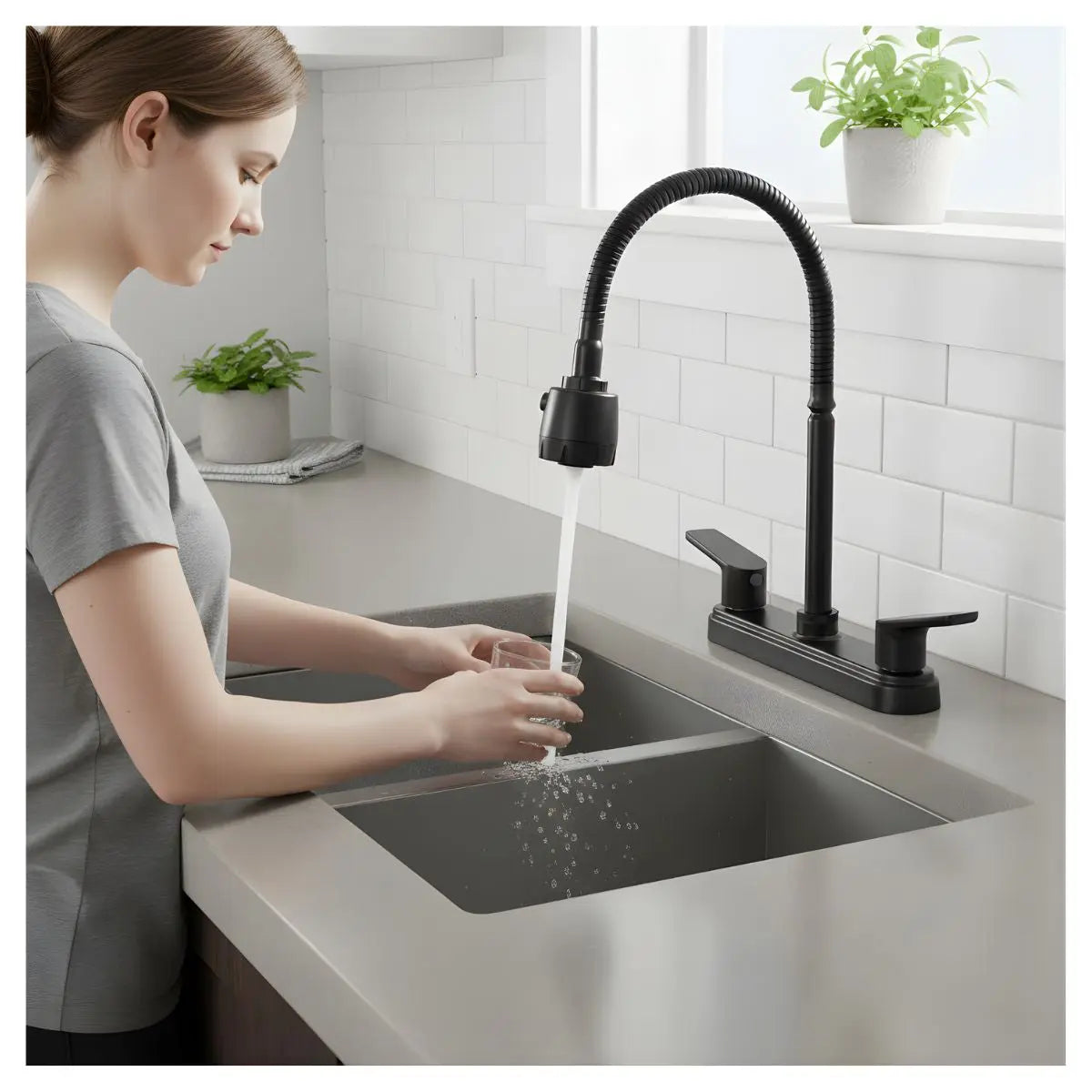 Mezcladora Flexible Fregadero Meer Balance Negro Mate MASTER 20PZ - CNX