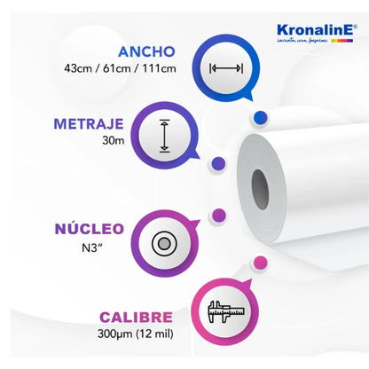 Papel Fotográfico Mate Barita Kronaline N3 .43 X 30m Pb071 Color Blanco - Kronaline - vista lateral