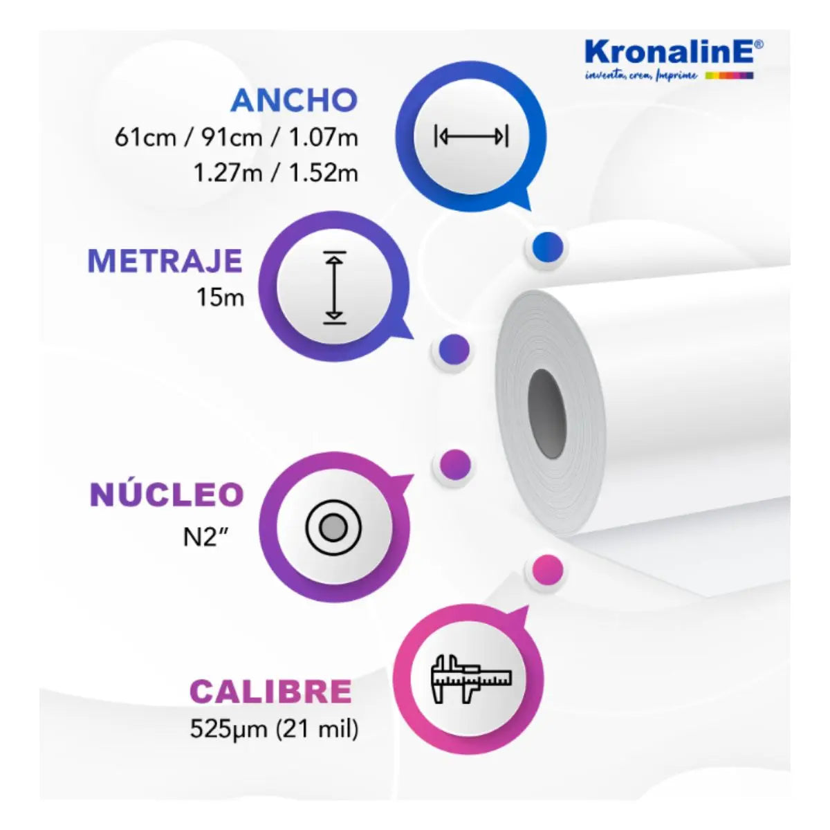 Rollo Tela Canvas Mate Kronaline KE600 21 mil K+E 0.61 x 15 m 3 PIEZA - Kronaline - detalle