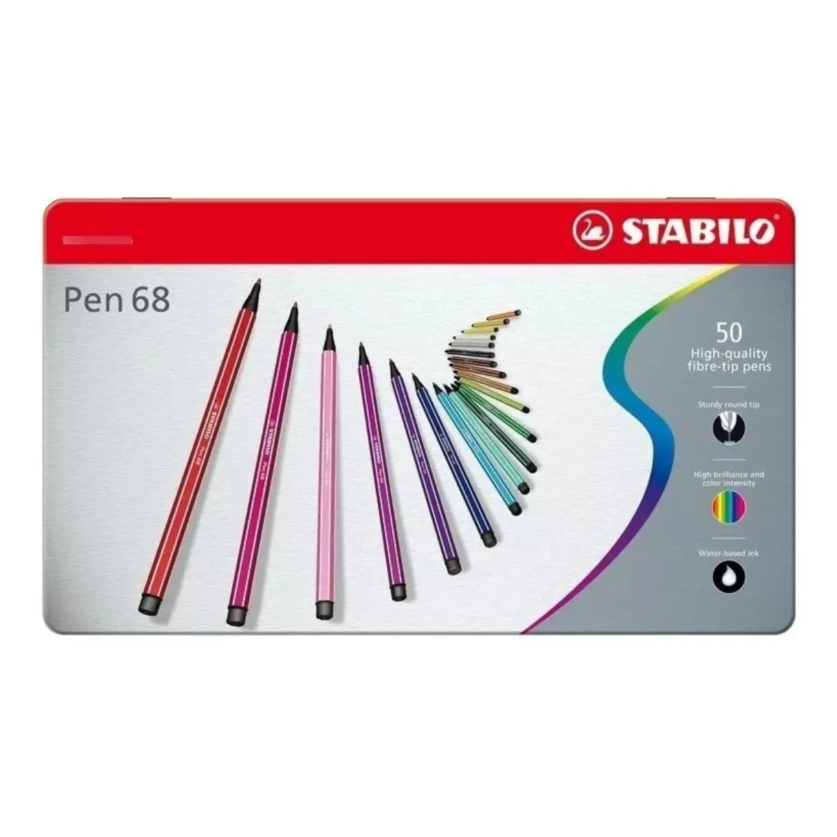 50 Rotuladores Stabilo Pen 68 Colores Estuche Metalico - Stabilo - empaque