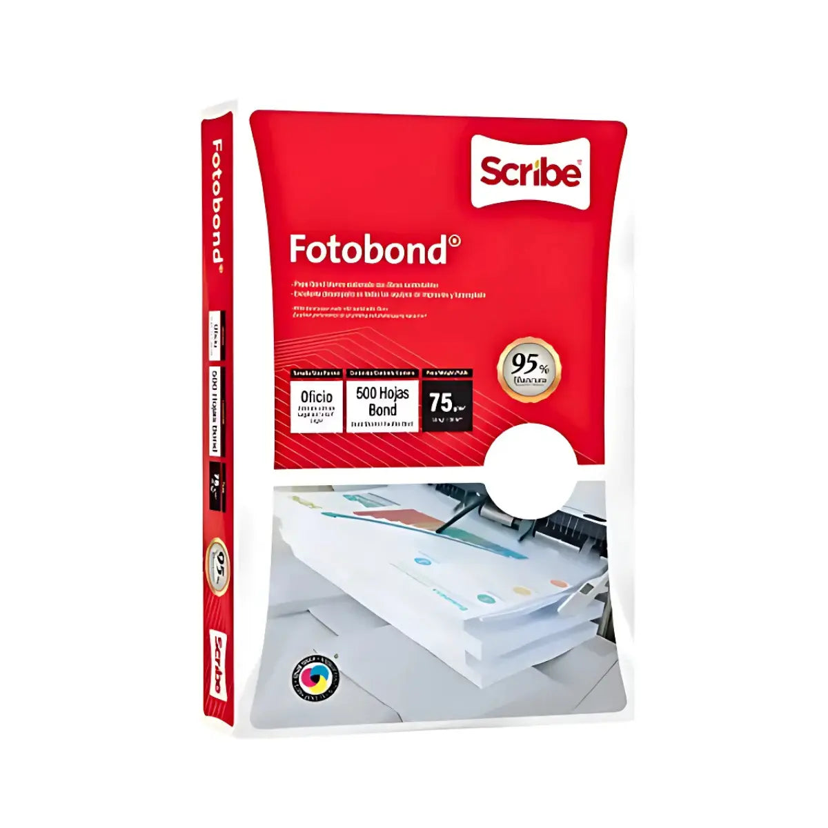 Papel Fotobond 500 Hojas Scribe Blanco OFICIO 75gr  95% Blancura - Scribe