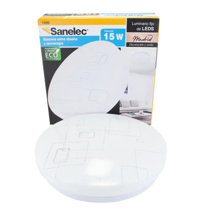 Luminario Led Tipo Plafon Redondo Para Techo De Sobreponer 15w Luz Fria 6400k Linea Madrid 1096 Santul Sanelec - Sanelec - vista lateral