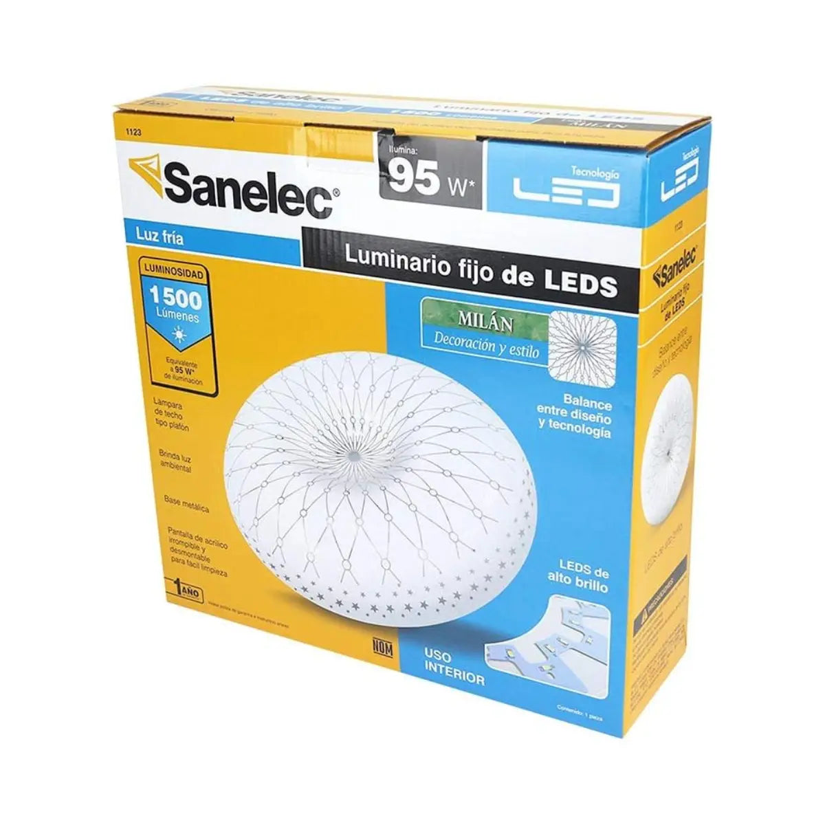 Luminario Led Redondo 15W Milan Sanelec - Sanelec - vista lateral